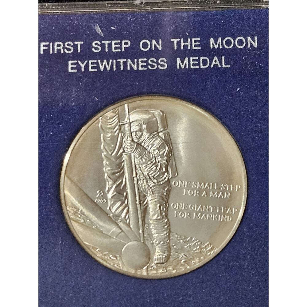1969 Franklin Mint First Step On The Moon Eyewitness Medal Sterling Silver...